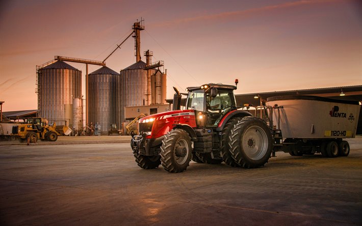 Massey Ferguson 8730, 4k, &#224; l&#39;usine, en 2019, les tracteurs, les machines agricoles, tracteur rouge, de l&#39;agriculture, de la r&#233;colte, Massey Ferguson