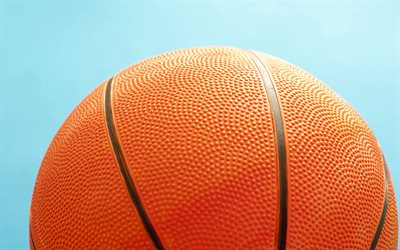 basketball ball, 4k, sport equipment, macro, basketball, orange ball