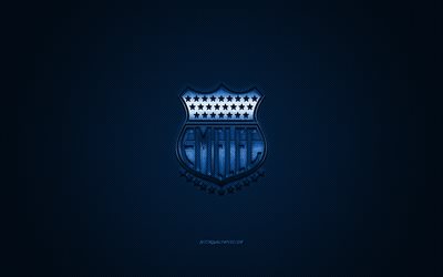 CS Emelec, Ecuadorian football club, Ecuadorian Serie A, blue logo, blue carbon fiber background, football, Guayaquil, Ecuador, CS Emelec logo, Emelec FC