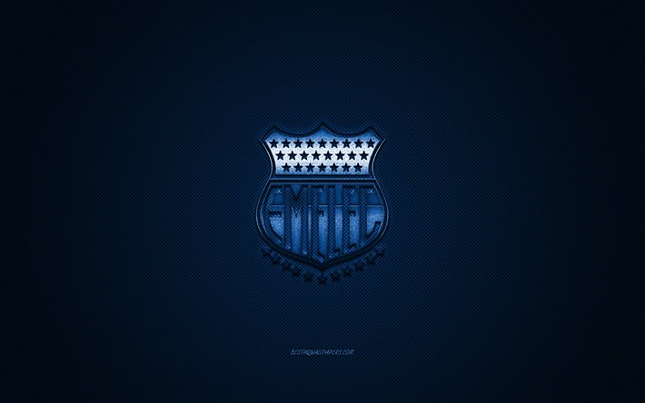 CS Emelec, &#201;quatorienne de football club, &#201;quatorien de la Serie A, logo bleu, bleu en fibre de carbone de fond, football, Guayaquil, en &#201;quateur, CS Emelec logo, Emelec FC