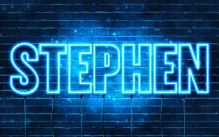 Stephen, 4k, wallpapers with names, horizontal text, Stephen name, blue neon lights, picture with Stephen name