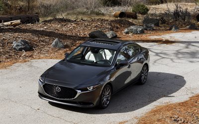 Mazda 3 Sedan, a&#241;o 2020, exterior, vista de frente, sed&#225;n gris, grises nuevos Mazda 3, los coches japoneses, Mazda