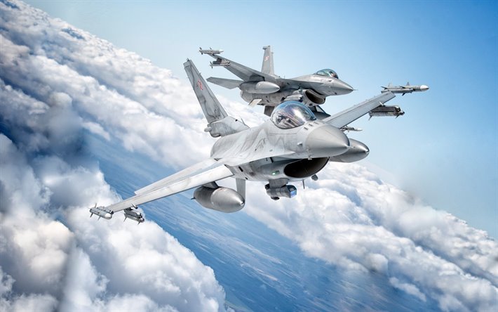 General Dynamics F-16 Fighting Falcon F-16, l&#233;ger am&#233;ricain de chasse, avions de combat, la Force A&#233;rienne polonaise, les avions am&#233;ricains, l&#39;AIM-120 AMRAAM