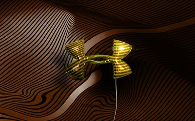 Under Armour 3D logo, 4K, golden realistic balloons, Under Armour logo, brown wavy backgrounds, Under Armour