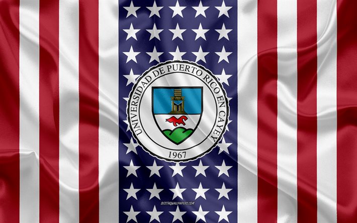 Puerto Ricon yliopisto Cayey-tunnuksessa, Yhdysvaltain lippu, Puerto Ricon yliopisto Cayey-logossa, Puerto Rico, USA, Puerto Ricon yliopisto Cayeyss&#228;