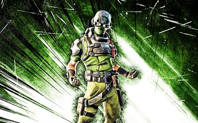4k, Tech Ops Skin, art grunge, Fortnite Battle Royale, rayons abstraits verts, personnages Fortnite, Tech Ops, Fortnite, Tech Ops Fortnite