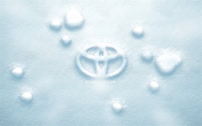トヨタ3D雪のロゴ, 4K, creative クリエイティブ, トヨタのロゴ, 雪の背景, トヨタ3Dロゴ, トヨタ