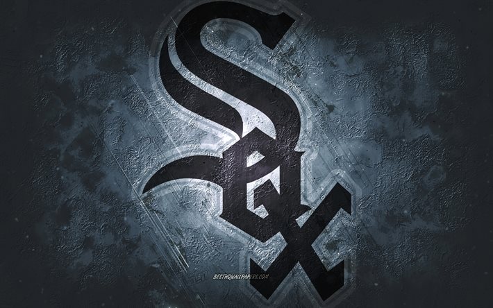 Chicago White Sox, time de beisebol americano, fundo de pedra cinza, logotipo do Chicago White Sox, arte grunge, MLB, beisebol, EUA, emblema do Chicago White Sox