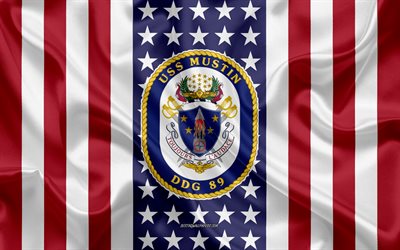 USS Mustin Emblema, DDG-89, Bandiera Americana, US Navy, USA, USS Mustin Distintivo, NOI da guerra, Emblema della USS Mustin