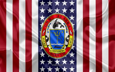 USS Alaskan Tunnus, SSBN-732, Amerikan Lippu, YHDYSVALTAIN Laivaston, USA, USS Alaskan Rintanappi, YHDYSVALTAIN sotalaiva, Tunnus USS Alaskan