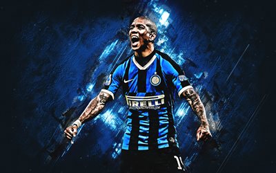 Ashley Young, le FC Internazionale, anglais, joueur de football, le portrait, la pierre bleue d&#39;arri&#232;re-plan, la Serie A, l&#39;Inter Milan, le football
