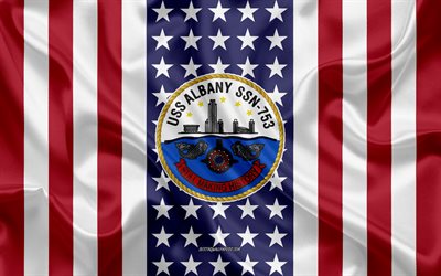 USS Albany Tunnus, SSN-753, Amerikan Lippu, YHDYSVALTAIN Laivaston, USA, USS Albany Rintanappi, YHDYSVALTAIN sotalaiva, Tunnus USS Albany