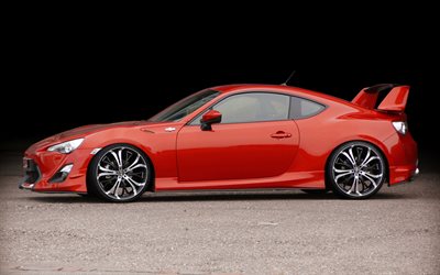 Toyota GT86, Barracuda Wheels, side view, orange sports coupe, tuning GT86, japanese cars, Toyota