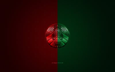 Belarus national football team, emblem, UEFA, red-green logo, red-green carbon fiber background, Belarus football team logo, football, Belarus
