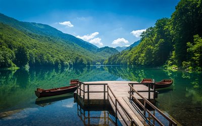 Lake Biograd, Biogradsko Lake, Biogradska Gora national park, mountain lake, summer, morning, mountain landscape, Biogradsko jezero, Bjelasica Mountain, Montenegro