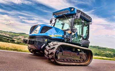 New Holland TK4-100M, 4k, crawler tractor, 2020 tractors, agricultural machinery, tractor, harvest, New Holland