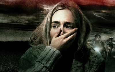 A Quiet Place, 2018, 4k, poster, new movies, Emily Blunt
