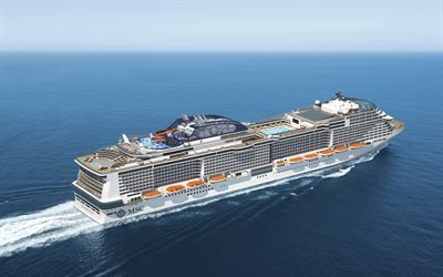 MSC Marvel, 4k, cruise gemisi, deniz, Merak, MSC Cruises