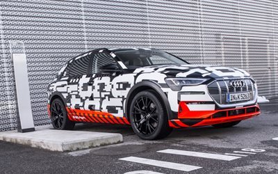Audi e-Tron Prototipo, 4k, el&#233;ctrica, abastecimiento de combustible, 2018 autos, crossovers, Audi