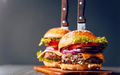 hamburger, fast food, lezzetli yemekler, sandvi&#231;ler, zararlı gıda