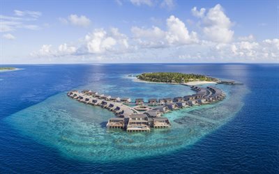 Vommuli Island, Malediivit, Intian Valtameren, trooppisia saaria, bungalows, St Regis Malediivit Vommuli