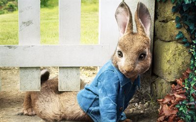 peter rabbit, 4k, kunst, 3d-animation, 2018 film, poster
