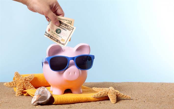 money box, saving money concepts, vacation, piggy bank, travel savings