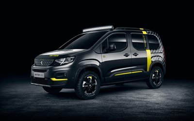 Peugeot Rifter 4x4 Concept, 2018, sports version, minivan, tuning, black Rifter, French cars, Peugeot