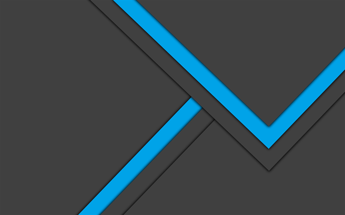 4k, blue and gray, material design, android, lollipop, geometric shapes, creative, geometry, dark background