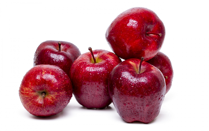 red apples, fruit, ripe apples, healthy food
