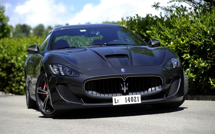 Maserati Gran Turismo, 2018, &#246;n g&#246;r&#252;n&#252;m, dış, gri spor araba, gri Gran Turismo, Italia, Maserati