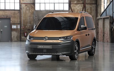Volkswagen Caddy, 4k, minivan, 2020 auto, garage, auto tedesche, 2020 Volkswagen Caddy, trasporto merci, VW Caddy, Volkswagen