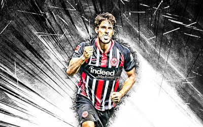 4k, Goncalo Paciencia, grunge art, Eintracht Frankfurt FC, Portuguese footballers, soccer, Goncalo Mendes Paciencia, white abstract rays, Bundesliga, football, Germany, Goncalo Paciencia 4K