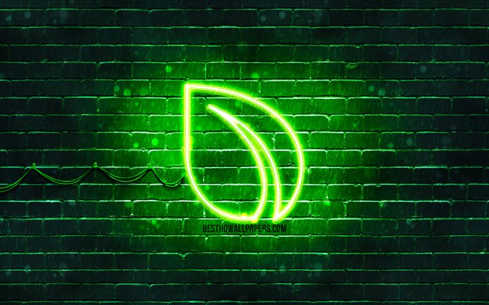 Peercoin green logo, 4k, green brickwall, Peercoin logo, cryptocurrency, Peercoin neon logo, cryptocurrency signs, Peercoin