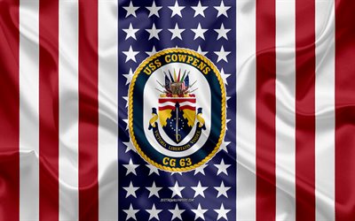 USS Cowpens Tunnus, CG-63, Amerikan Lippu, YHDYSVALTAIN Laivaston, USA, USS Cowpens Rintanappi, YHDYSVALTAIN sotalaiva, Tunnus USS Cowpens