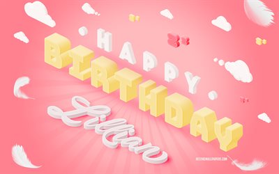 お誕生日おめでリ, お誕生日の風船の背景, リ, 壁紙名, リHappy Birthday, ピンク色の風船をお誕生の背景, ご挨拶カード, リ誕生日