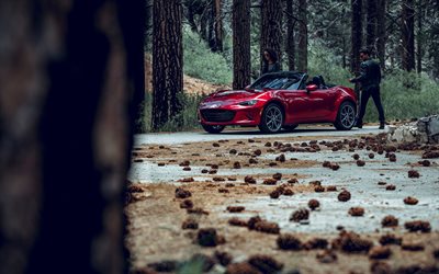 2020, Mazda MX-5, Miata, front view, exterior, red roadster, new red MX-5, convertible, japanese cars, Mazda