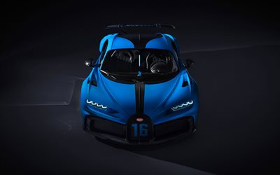 4k, Bugatti Chiron, ウ, フロントビュー, hypercars, 2020年までの車, 青Chiron, Bugatti