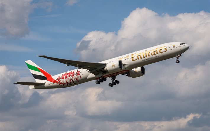 Boeing 777-300ER, Emirates Airlines, matkustajakone, air travel, Boeing