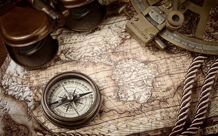 vintage compass, retro art, old map, travel concepts, map concepts, old binoculars, vintage things