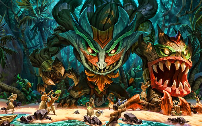 Maokai, monsters, MOBA, League of Legends, 2020 games, warrior, artwork, Maokai League of Legends