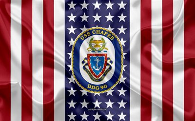 USS Chafee Emblem, DDG-90, American Flag, US Navy, USA, USS Chafee Badge, US warship, Emblem of the USS Chafee
