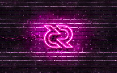 Decred purple logo, 4k, purple brickwall, Decred logo, cryptocurrency signs, Decred neon logo, cryptocurrency, Decred