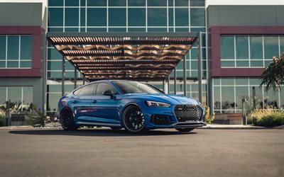 Audi RS5, 2020, exterior, blue sports coupe, tuning RS5, black wheels, M-X Series, M-X4T 3P, Vossen Wheels, Audi