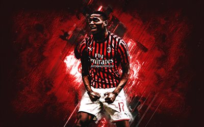 Rafael Leao, AC Milan, portoghese giocatore di calcio, ritratto, Serie A, Italia, calcio, pietra di colore rosso di sfondo