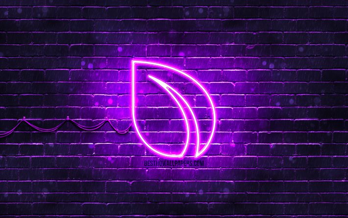 Peercoin violett logotyp, 4k, violett brickwall, Peercoin logotyp, cryptocurrency, Peercoin neon logotyp, cryptocurrency tecken, Peercoin