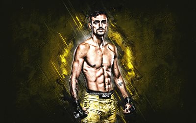 Ricardo Ramos, UFC, Brazilian fighter, yellow stone background, portrait, Ultimate Fighting Championship