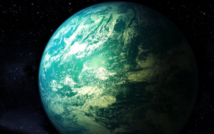 Terra a partir do espa&#231;o, estrelas, Sistema Solar, galaxy, Terra, sci-fi, universo, NO, planetas