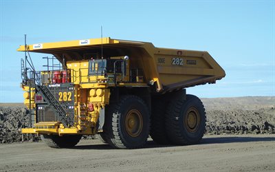 komatsu 930e-4, 4k, tombereau, 2022 camions, carri&#232;re, gros camion, camion jaune, komatsu, camion minier, camions