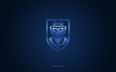 Sportivo Ameliano, Paraguayan football club, blue logo, blue carbon fiber background, Paraguayan Primera Division, football, Asuncion, Paraguay, Sportivo Ameliano logo